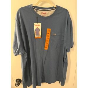 Wrangler Mens Blue Pocket T-Shirt XXL Short Sleeve Garment Washed Crewneck New